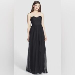 Amsale‎ Strapless Tule Gown Sz 12 Black Whimsigoth Princess Formal Prom Event